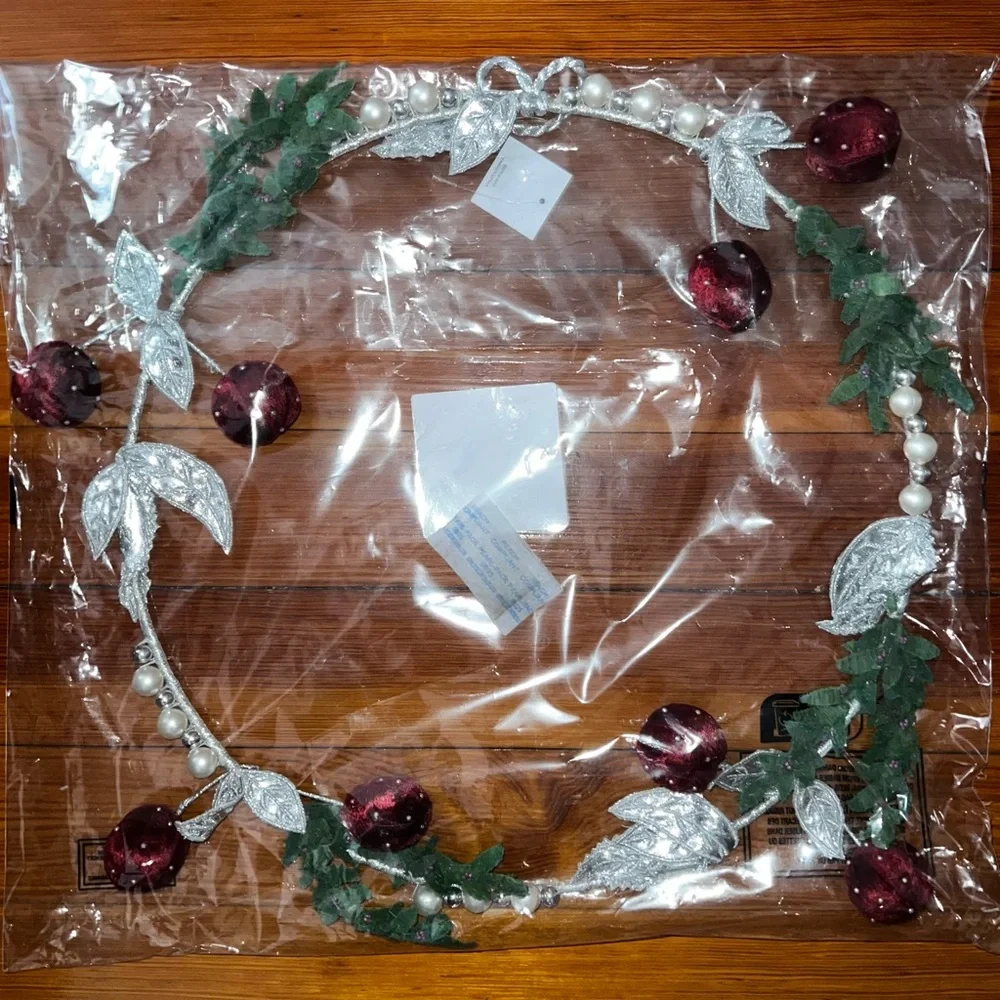 ANTHROPOLOGIE Pearl Velvet Cherry Wreath